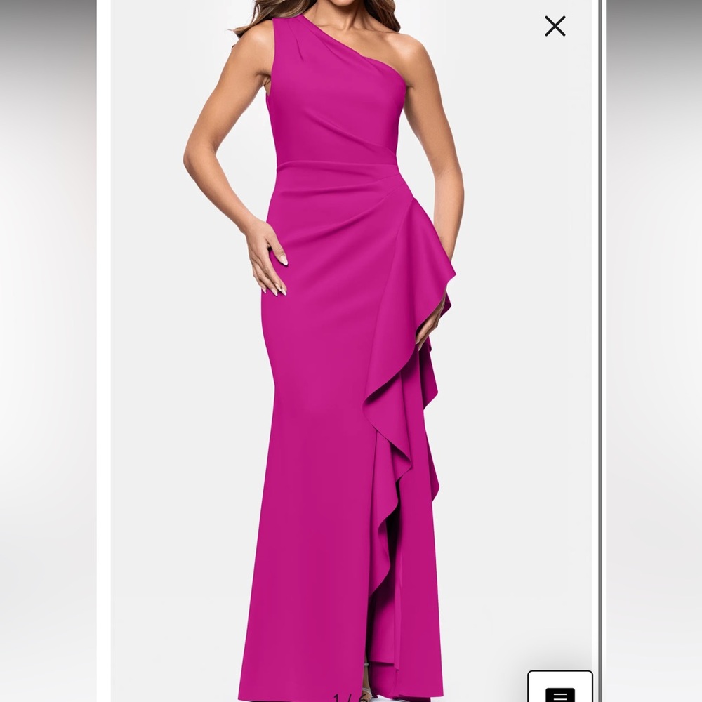 One Shoulder Ruffle Gown